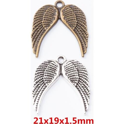 55 pieces of retro metal zinc alloy wing pendant for DIY handmade jewelry necklace making 7311