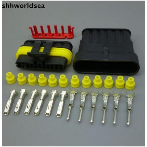 Shhworldsea 10sets 6 Pin/way HID Auto Waterproof Electrical connector kit (Housing+Terminal+grommet+Other) for car boat ect