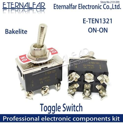 Bakelite E-TEN1321 High Quality Silver Contact DPDT 12MM 15A 250V AC ON-ON 6Pin Reset Rocker Toggle Slide Switch Waterproof