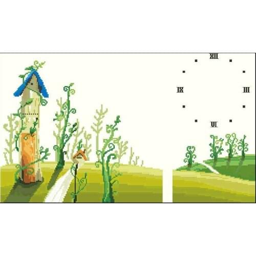 FREE delivery Top Quality popular counted Triptych cross stitch set prairie grassland spring house clock