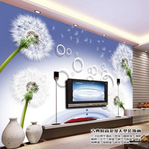 Beibehang Large Custom Wallpapers Dream Dandelion 3D Circle TV Backdrop Living Room Bedroom Decoration