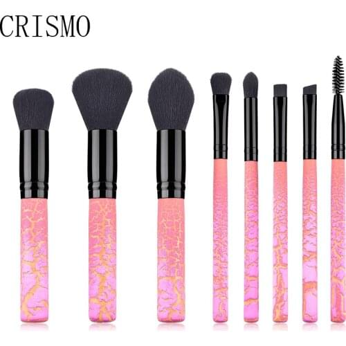 CRISMO 8PCS Black Soft Hair Makeup Brush Set Powder Foundation Nose Eye Shadow Lip Professional Makeup Brushes Burst Crack Wood