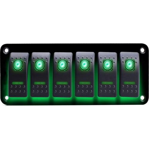 For Car Truck Caravan RV Marine Boat Yacht With LED light 12~24 V 6 Gang Marine Switch Panel