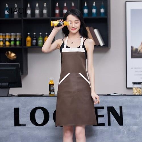 Wholesale Cotton Diagonal pocket clothes apron unisex kitchen cooking apron barbecue haircut work apron restaurant waiter apron