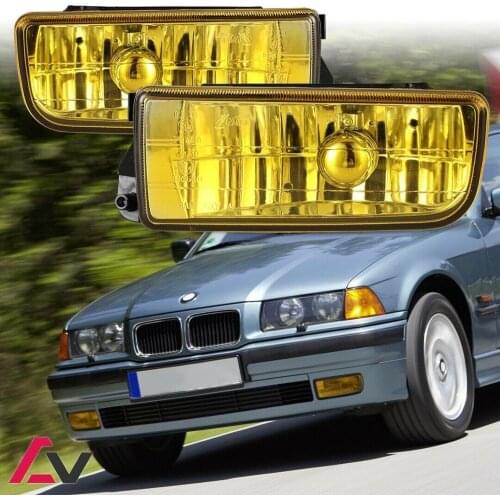 JanDeNing 1 Pair Yellow Lens Front Bumper Lower Fog Light Lamp Foglight With Bulb Left +Right For 1992-1998 BMW E36