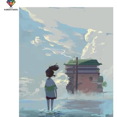 XUEQIXIAOZU DIY 5D Diamond Painting Full Round Diamond Girl In Water Picture Cross Stitch Mosaic Picture Rhinestones Embroidery