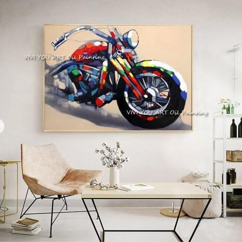 100% Handmade Motocycles Oil Painting Canvas Superbike Large Size Picture Wall Art Posters for Living Room Decoration Gift
