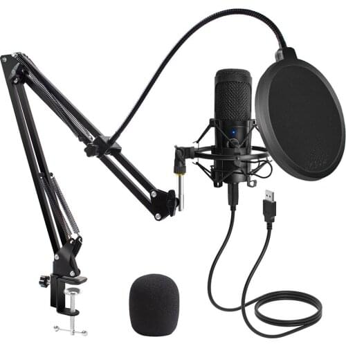 USB condenser microphone condenser K1 recording microphone with stand and ring light, suitable for PC karaoke streaming podcast