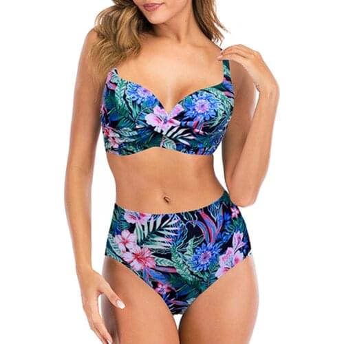 Swimwear Women Vintage Padded Push-up Bra Tankini High Waist Bikini Set Sexy Swimsuit Bathing Suit Beachwear Bathing Suit Women