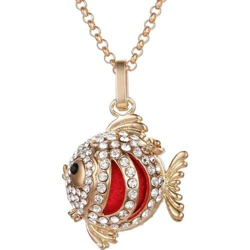Mexico Music Ball Goldfish Zircon Pendant Vintage Pregnancy Necklace Aromatherapy Essential Oil Diffuser Lockets Women Jewelry