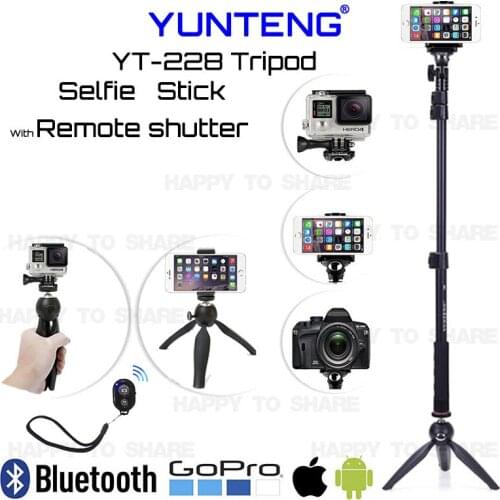 Remote Shutter Monopod Self Stick Adapter+ORIGINAL YUNTENG Tripod+ Phone Holder Mount For Sony Z5 Z4 M5 Z3 For Iphone 7 Pro PLUS