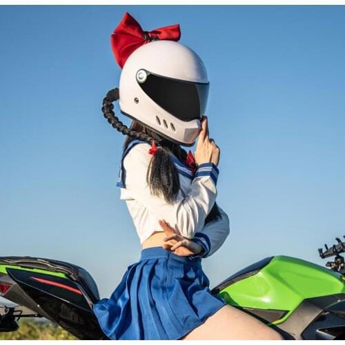 Motorcycle Helmet Full Face Helmet Retro Moto Braid Motorbike Helmet Personality Motocross Riding Scooter Capacete Casque Women