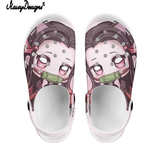 NOISYDESIGNS 2021 Men Sandals Hole Shoes Rubber Clogs For Men EVA Garden Shoes Cartoon Anime Demon Slayer Design Home Slippers