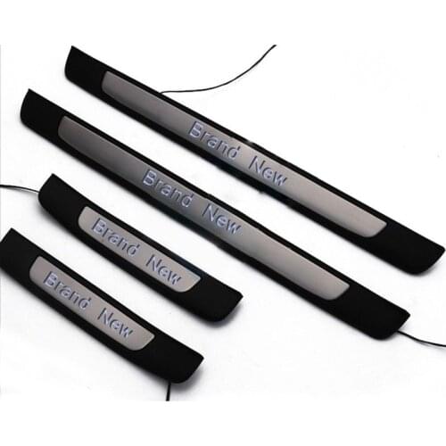 Pcmos 4Pcs Blue Illuminated LED Door Sill Scuff Plate Guard For Toyota Camry 2018 Chromium Styling Interior Mouldings Stickers