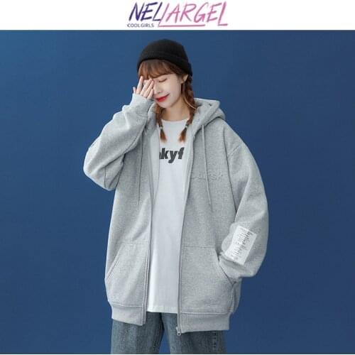 NELLARGEL Women Solid Windbreaker Harajuku Bomber Jacket 2021 Female Japanese Streetwear Vintage Jackets Coats Girl Causal Coats