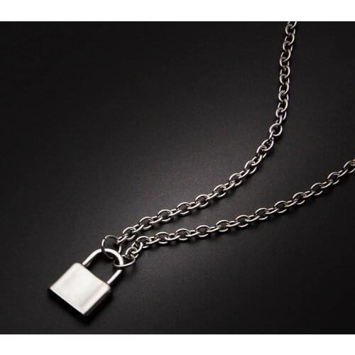 Stainless Steel Padlock Necklace For Women Lock Pendant Necklaces Padlock Chain Slot Ketting Friendship Necklace Colar Cadeado