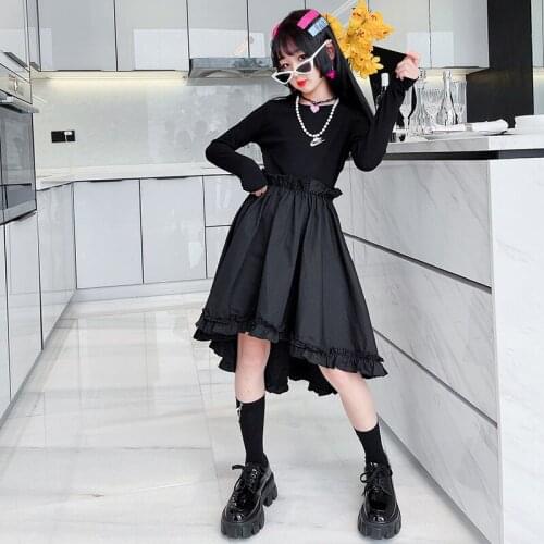 Girls French dress autumn 2021 new autumn dress female big boy dark irregular tuxedo dress