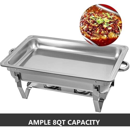 Rectangular Chafers 9L 8 Quart 4 Packs for Catering Buffet Warmer Set with Folding Frame