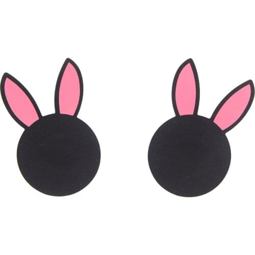 Self-Adhesive Nipple Covers Cute Rabbit Disposable Breast Petals Sexy Women Lingerie Intimates Erotic Black Cubre Pezones NCS175