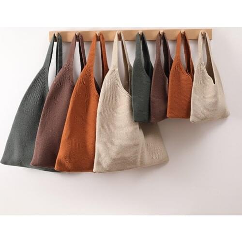 Woolen Knitted Braid Handbag Crochet Winter Korean Fashion Art Chic Autumn And Winter Shoulder Bags Tote Bags for Women 2021