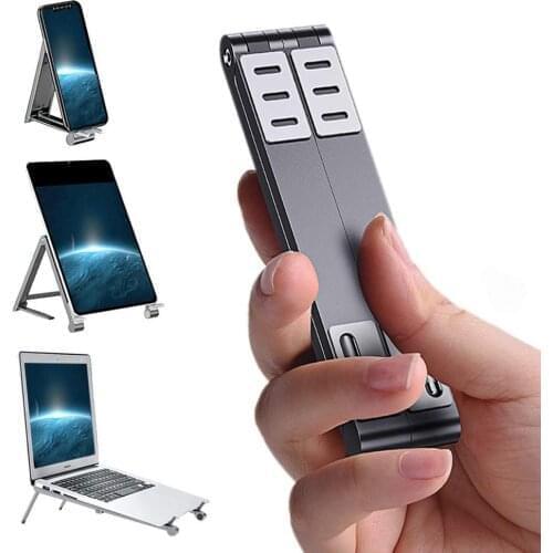 NBDZJ 3 IN 1 Mini Folding Laptop Stand For Mobile Phone Tablet Stand Aluminum Alloy Adjustable Non-slip Notebook Bracket For Mac
