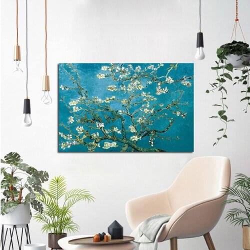 Abstact Blossoming Almond Tree Landscape Vintage Painting Poster and Print Scandinavian Wall Picture for Living Room Home Decor