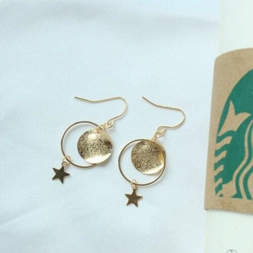 Jewelry Girl Heart Five Angle Star Earrings Long Earrings Wholesale Korea Circleearrings Earring For Women