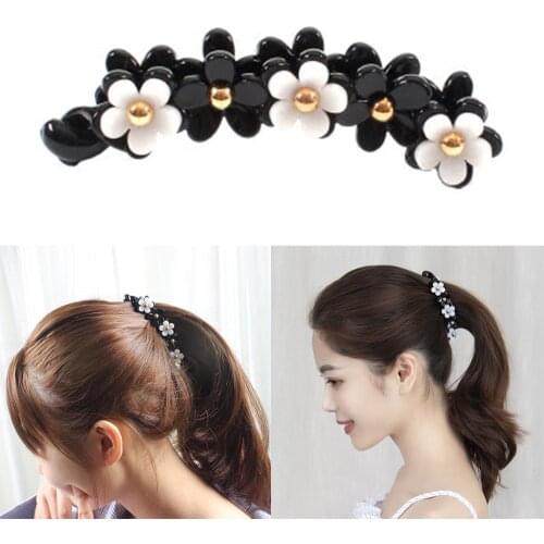 2021 Women Plastic Flower Banana Clips For Women Twist Ponytail Holder Chic Hairpin Hair Claw Girls Barrettes Hair Accessories