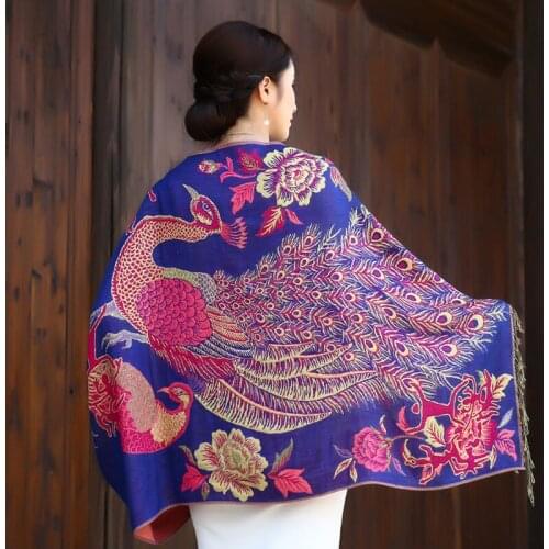 Fashion Pashmina 100% Soft Cashmere Womens Scarves Paisley Peacock Tassel Shawl Wrap Autumn winter Scarf for lady Warm Hot New