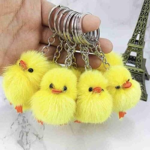1pcs Creative Mini Chick Animal Model Plush Toys Soft Stuffed Chick Doll Keychain Cute Chick Pendant Ornament Keychain Kids Gift