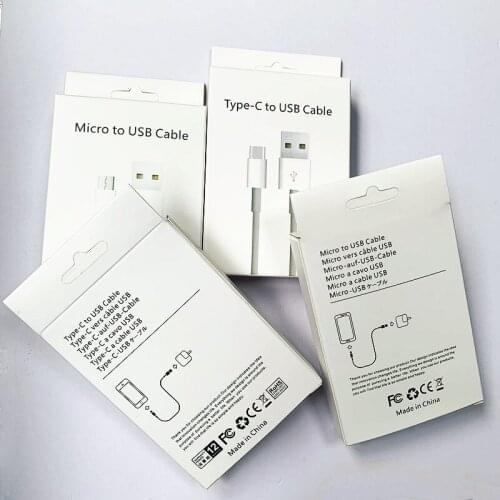 10 PCS/LOT Micro USB iPhone Type C Original Data Charging Cable for iPhone 11 12 Samsung Huawei Charger Cables With Retail Box