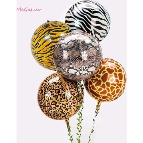 2pcs 22Inch 4D Animal Texture Balloons Tiger Pattern Helium Round Ballon Wedding Birthday Party Decoration Supplies Photo Props