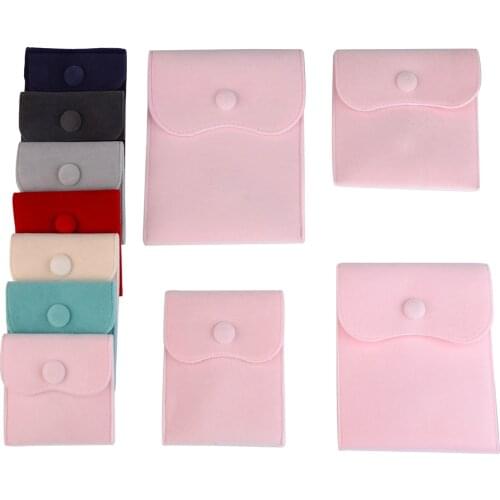 2pcs/lot Snap Fastener Velvet Jewelry Bag Multi Color Soft Jewelry Packaging Bags For Storage Bracelet Earring Necklace