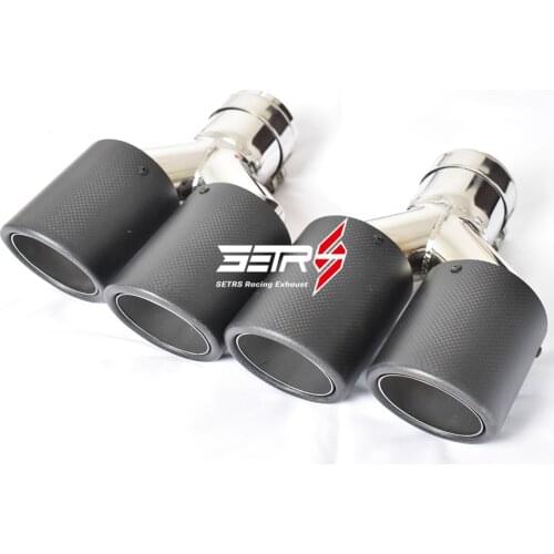 2PCS Universal Dual Matt Curly Carbon Fiber Exhaust Tip Stainless Steel Muffler Pipe For E90