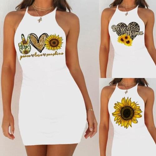 2020 Women Sexy Nightgowns Nightie Night Dress Sleep Top Dress Lingerie Sleepwear Sleepshirts Sunflower Print Slim Hip nightwear