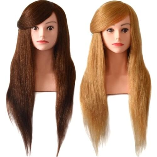 24inch100% Natural Real Hair Maniquin Head With Shoulder kappershoofd Head Doll Can Paint Curl Twist to Make Hairstyle Doll head