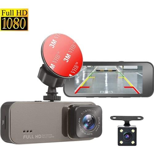 3 Inch IPS Display Car DVR 2 Cam Video Recorder Camera Full HD 1080P Dashcam Night Vision Dashboard + Rear View Parking Dashcam