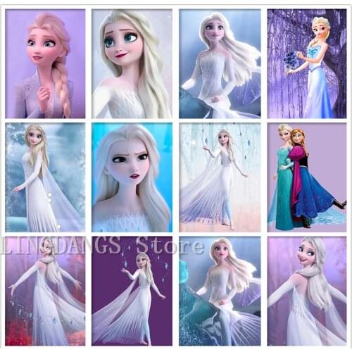 5D DIY Full Drill Diamond Painting Disney Frozen 2 Princess On The Run Cartoon Diamond Embroidery Cross Stitch Home Decor Gift