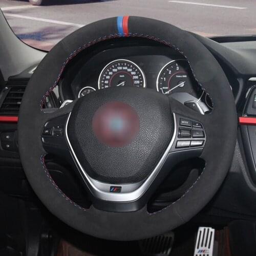 Car steering wheel black suede Genuine leather for BMW F20 F21 F22 F23 F30 F31 F34 F32 F33 F36