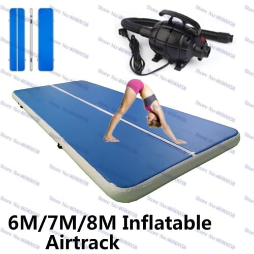 Big Size! 6m 7m 8m *2m Inflatable Air Track Gymnastic Sport Mat Tumble Airtrack Indoor Bouncer Air Floor Mattress with Air Pump