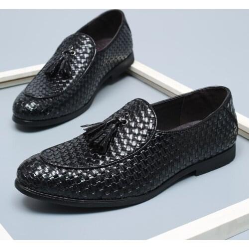 Handmade Brand Tassel Shoes Men Casual Leather Dress Loafers Woven Oxfords Moccasins Luxury Italian Wedding Flat Shoes F1-31