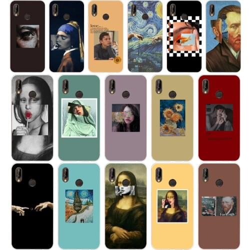 332FG Great art aesthetic van Gogh Mona Lisa Soft Silicone Tpu Cover Case for huawei Mate P20 P30 Llte Pro Y6 Y7 2019