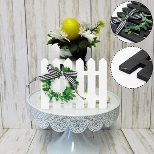 Wooden Fence Tiered Tray Decoration Plaid Frame Sign Rustic Farmhouse Wall Decor for Home Kitchen Shelf