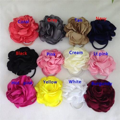 4inch High Quality Hair Flowers with Elastic Hairband for Tail Holder Kids Hairband Children Headwear 12pcs/lot