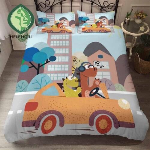 HELENGILI 3D Bedding Set Jurassic Park Dinosaur Print Duvet cover set bedclothes with pillowcase bed set home Textiles #YC-12