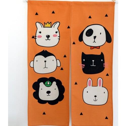 Korean style Creative lovely Cat Cartoon pattern Door Curtain Linen Tapestry Study Bedroom Home Decor Bedroom Kitchen Curtain