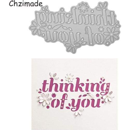 Chzimade THINKING OF YOU Metal Cutting Dies For Scrapbooking DIY Paper Cards New Cutting Dies Stencils Home Decoration