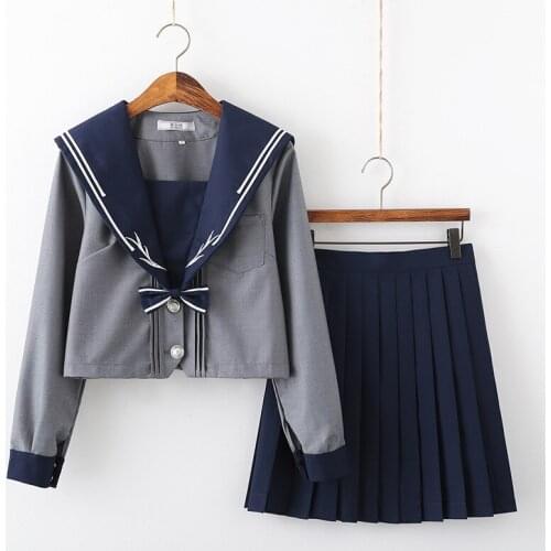 Hot Fashion Korean Uniform School Suits For Girls Anime Cosplay Sailor Uniform Crown Embroidery JK Uniform Students Clothes