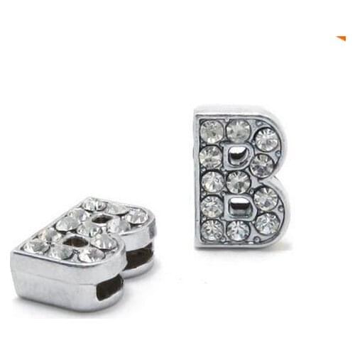 FASHIONAL! 8mm 50pcs *B* Slide letters Wear letters Fit Wristbands or Pet Collar DIY Accessories