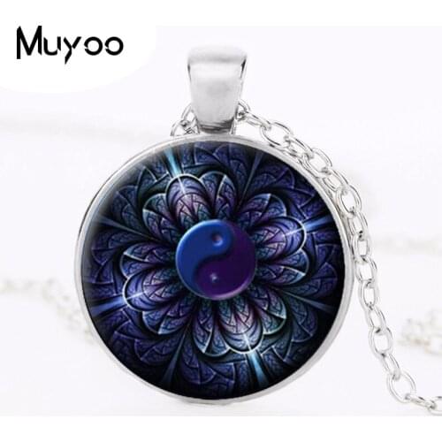 Trendy yin yang mandala necklaces jewelry pendant 1 Pcs henna yoga om symbol Zen Buddhism hand india style necklace N53 HZ1